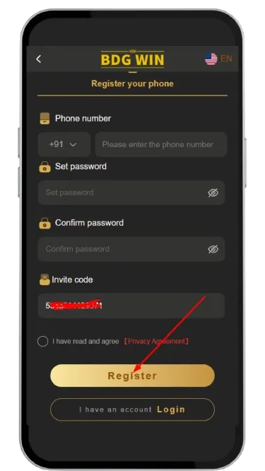 Click on the Register button